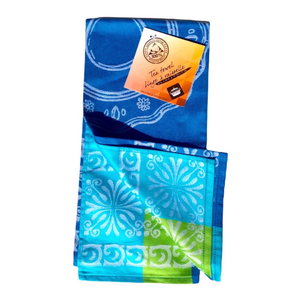 Safdie & Co. Egyptian Cotton Tea Towel, Aqua/Blue